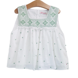 Jasmine Top - White/Quiet Green