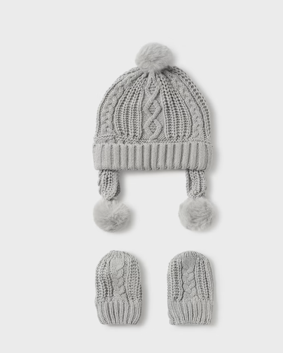 Knit Hat and Mitten Set Baby - Grey