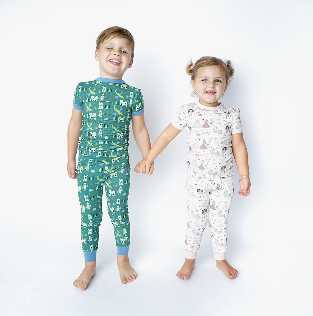 Once Upon a Time Bamboo Short Sleeve Kids Pajama Pant Set