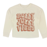 Long Sleeve Tee- Holly Jolly Vibes tiny whales christmas shirt