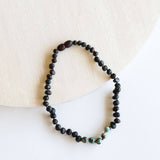 Kids: Raw Black Amber + Turquoise Jasper Necklace