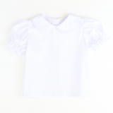 Girls White Knit Peter Pan Blouse - S/S