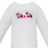 Valentines Day Boy's Long Sleeve Smocked Trucks