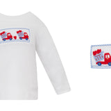 Valentines Day Boy's Long Sleeve Smocked Trucks