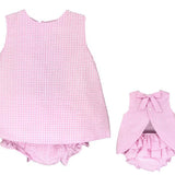 Seersucker Gingham Pink Pinafore Set