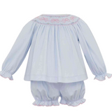 Pink Bows Smocked Bloomer Set L/S