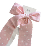 Pink and White Polka Dot Bow Clip or Headband