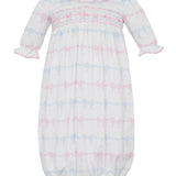 Pink and Blue Bows Smocked Knit Gown