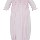 Elizabeth- Pink Knit Smocked Gown