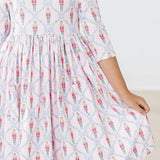 Pink Nutcracker 3/4 Sleeve Twirl Dress