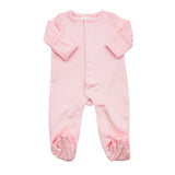 Picot Trim Footie Pink With White
