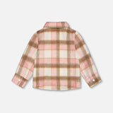 Wool Overshirt with Pockets - Pink Plaid