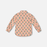 Polar Fleece Shirt - Peach w/Blue Flowers