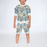French Terry Short Printed Surf And Caravan