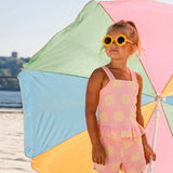 Terry Cloth Tank Top And Short Set- Pink Printed Daisies