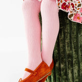 Quartz Pink Cable Knit Tights