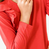 Red L/S Ruffle Tee