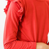 Red L/S Ruffle Tee