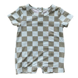 Tee Romper - Checker in Seagrass