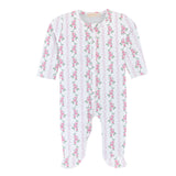 Roses Zipper Footie With Ruffles