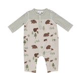 Sweet Brown Bears - Romper w/Contrast Sleeve