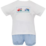 Trucks- Light Blue Smocked Short Set