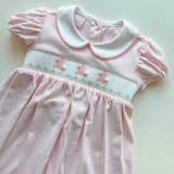 Smocked Bunnies Pink Knit Dress