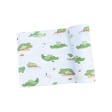 Alligator - Blue Swaddle Blanket