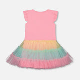 Short Sleeve Dress With Tulle Skirt Bubble Gum Pink