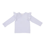 White L/S Ruffle Tee