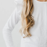 White L/S Ruffle Tee